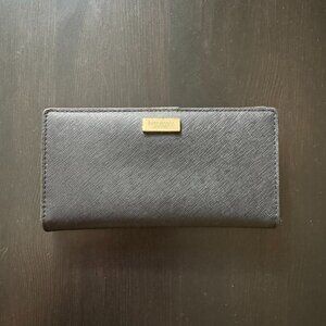 Kate Spade Newbury Lane Stacy Large Slim Bifold Wallet Black/Colorful Interior
